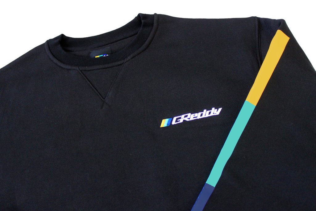 GREDDY FLEECE: BLACK, POCKETS AND SLEEVE STRIPS (S)