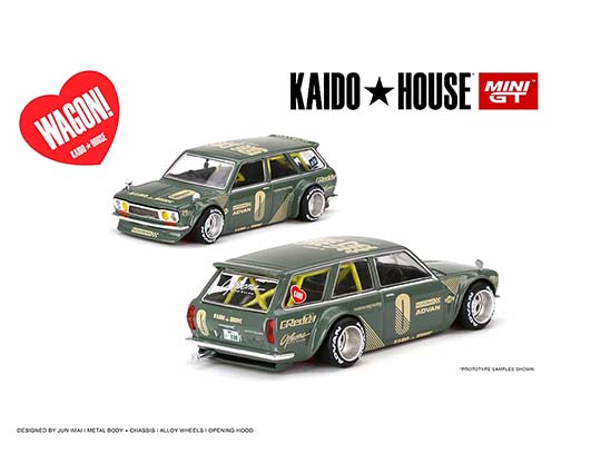 KAIDO HOUSE MINI GT 1:64: KAIDOHOUSE 510 WAGON GREEN