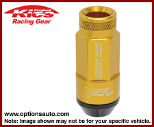 PROJECT KICS LEGGDURA RACING SHELL TYPE LUG NUT SET: 12x1.5 (53mm, OPEN-END-LOOK, GOLD)